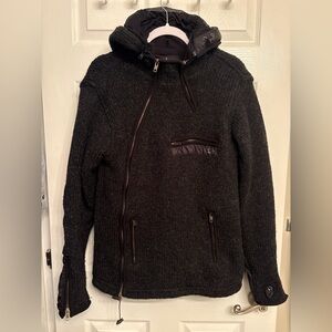 Urku Sheep and Yak Zip Up Knit Hooded Sweater
